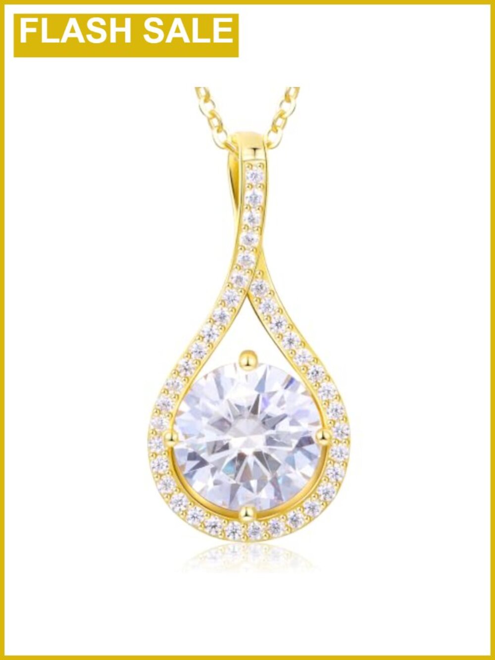 Moissanite Pendant Necklace 925 Sterling Silver 18K Gold Plated Gift for Women
